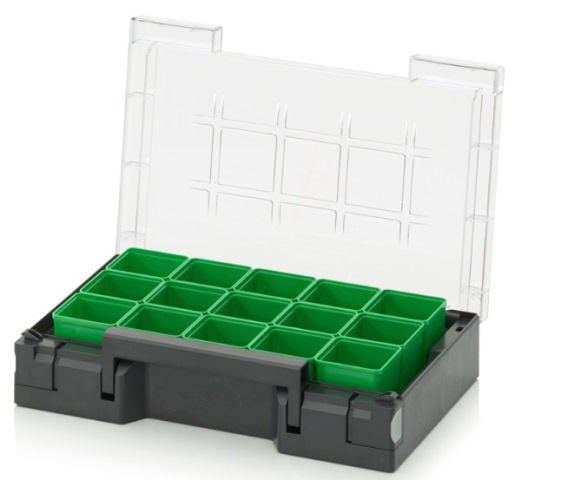 Auer Assortimentbox 15 raster 5×3 (bakje groen 46x46x59mm)