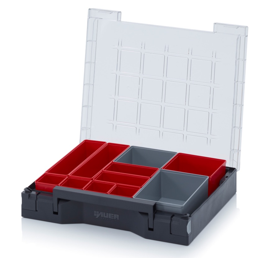 Auer Assortimentbox 30 raster 6×5 (bakjes rood/grijs diverse)