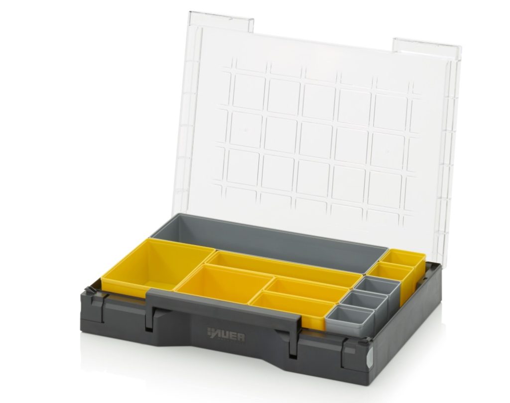Auer Assortimentbox 35 raster 7×5 (bakjes geel/grijs diverse)